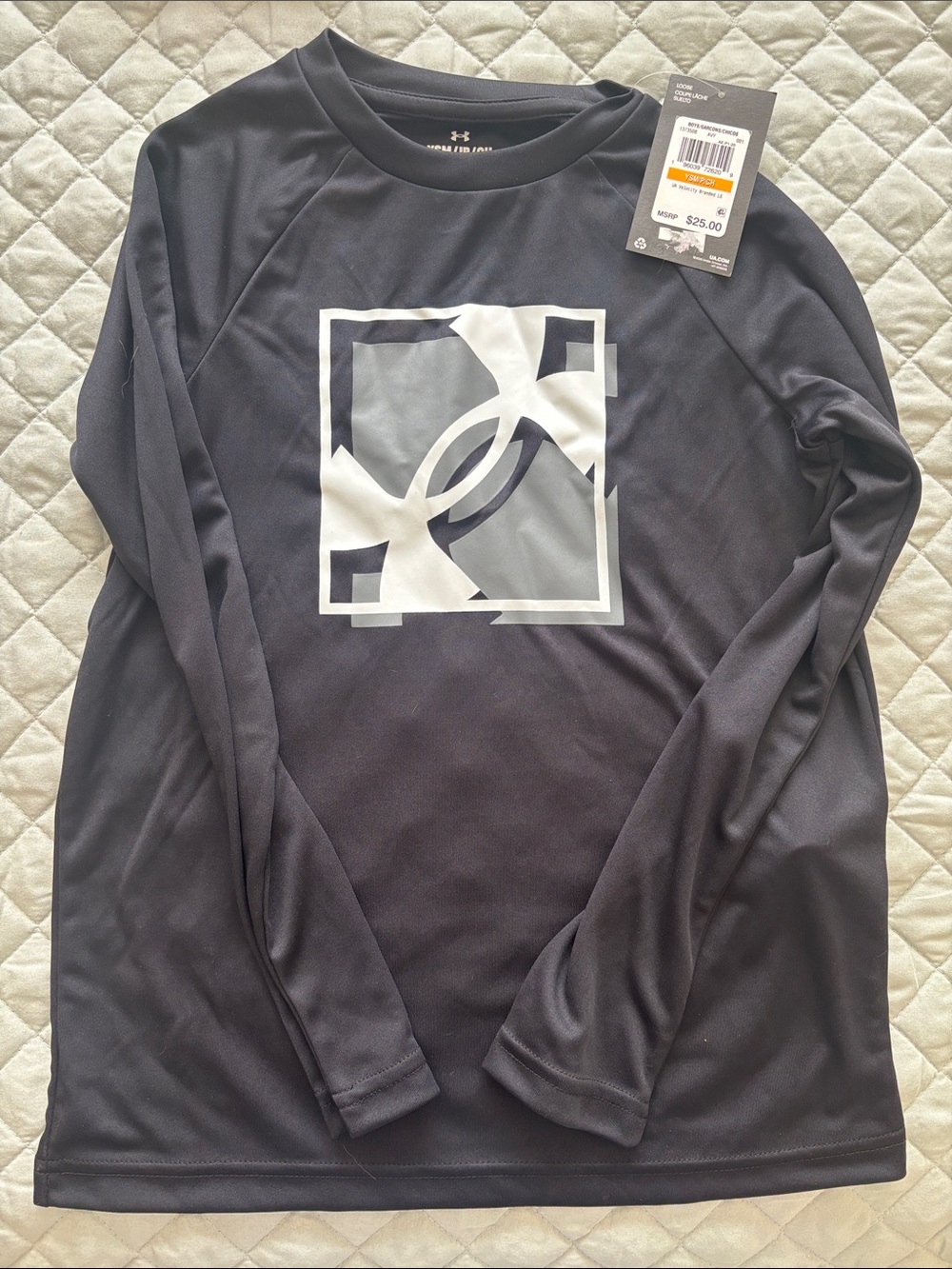 Under Armour Black Long-Sleeve Performance Tee with White Logo